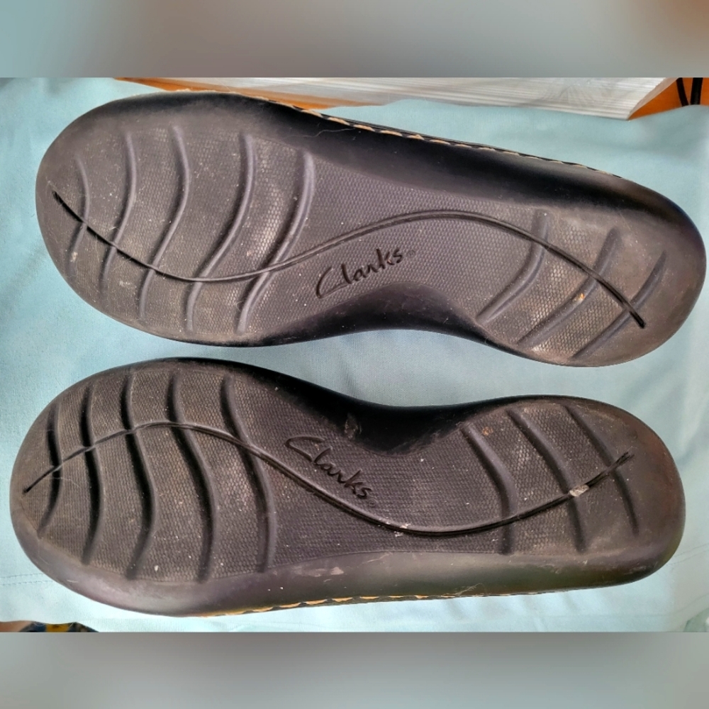 Vintage Clarks black leather top-stitched loafers 6M - Picture 4 of 7